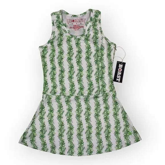 BOAST USA Girls Small Tennis Flora P Dress White Green Racerback Mini NWT - Picture 14 of 16